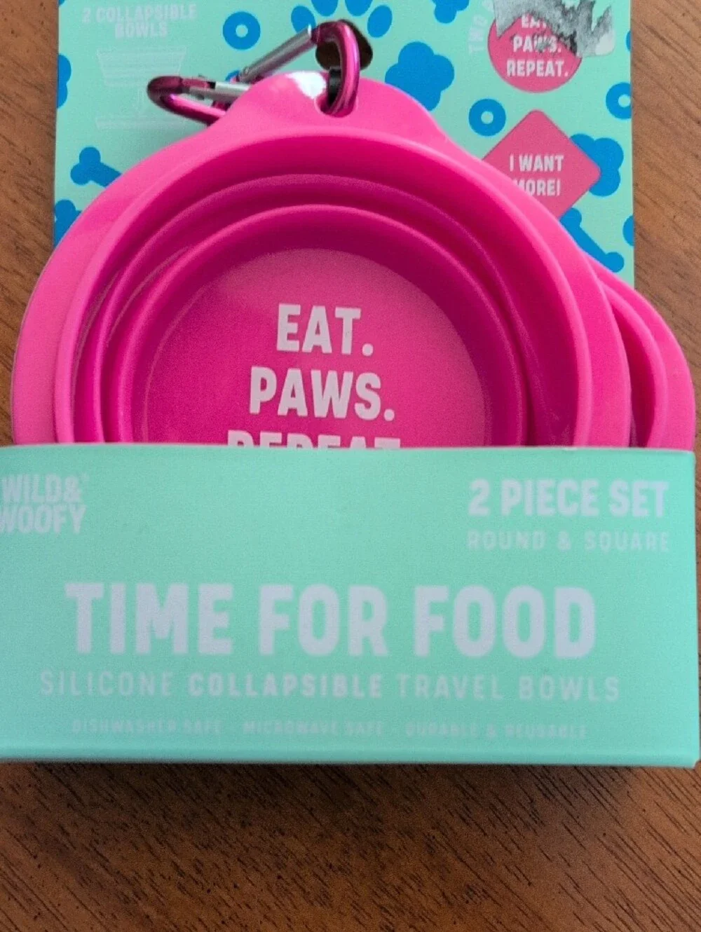 Pink Silicone Collapsible Travel Bowl Set - 2 Piece